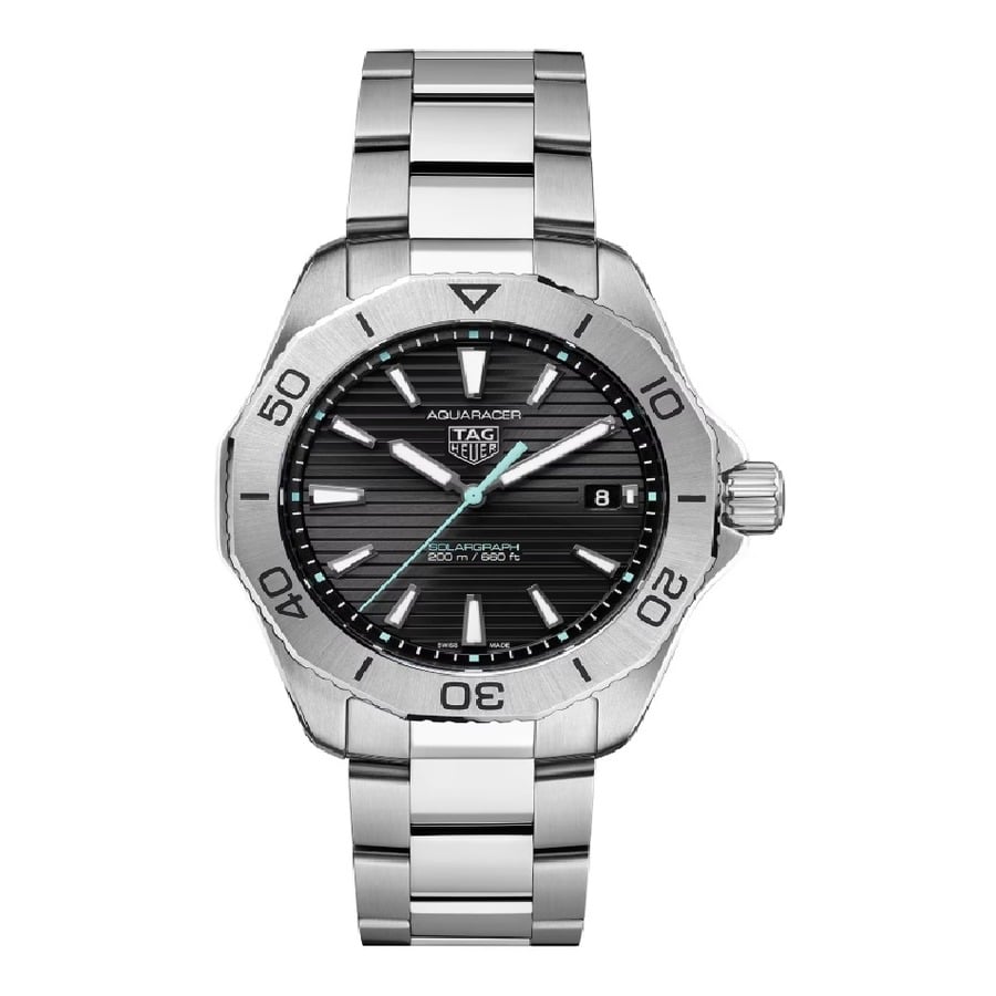 Tag Heuer Aquaracer Solargraph 200 WBP1114.BA0000 40mm Stainless Steel Watch Black Index Dial 2024