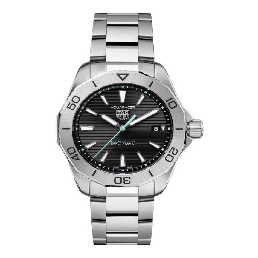 Tag Heuer Aquaracer Solargraph 200 WBP1114.BA0000 40mm Stainless Steel Watch Black Index Dial 2024