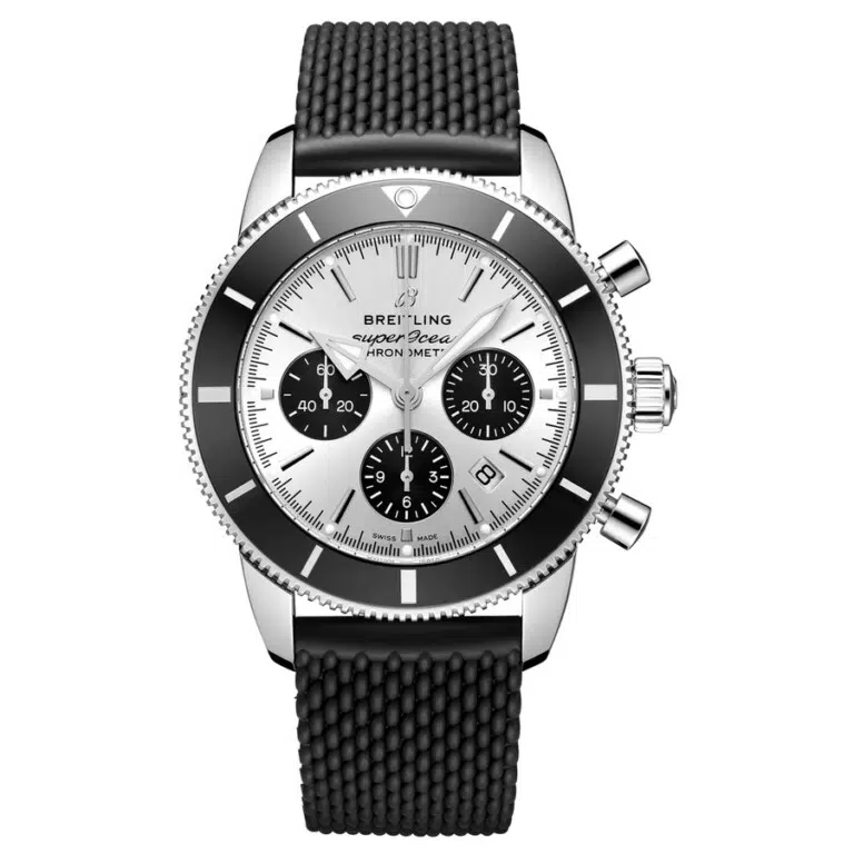 Breitling Superocean B01 Chronograph Silver Dial 44mm AB0162121G1S1 Stainless Steel With Black Rubber Aero Classic StrapWatch 2024