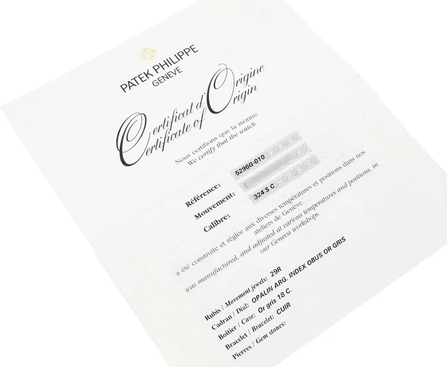 Patek Philippe Calatrava 5296G-010 White Gold, Black Leather Strap Box/Papers – image 9