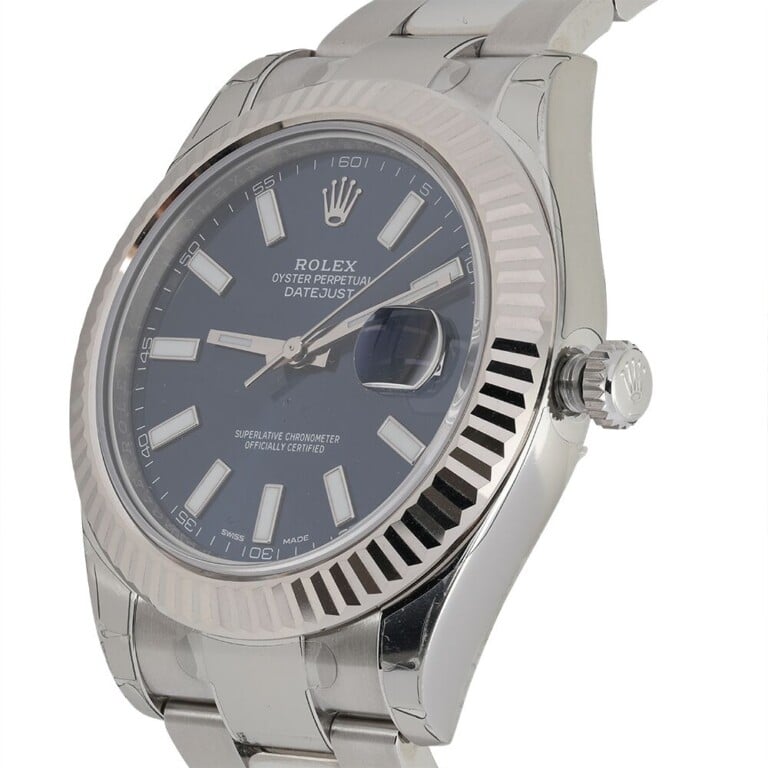 Rolex Datejust II Steel & White Gold Watch Blue Dial 116334 – alternate view