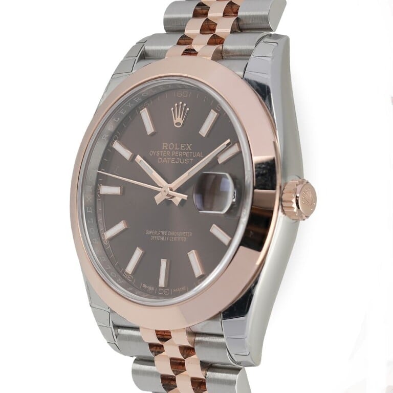 Rolex Datejust 41mm Steel & Rose Gold Watch Chocolate Dial 126301
