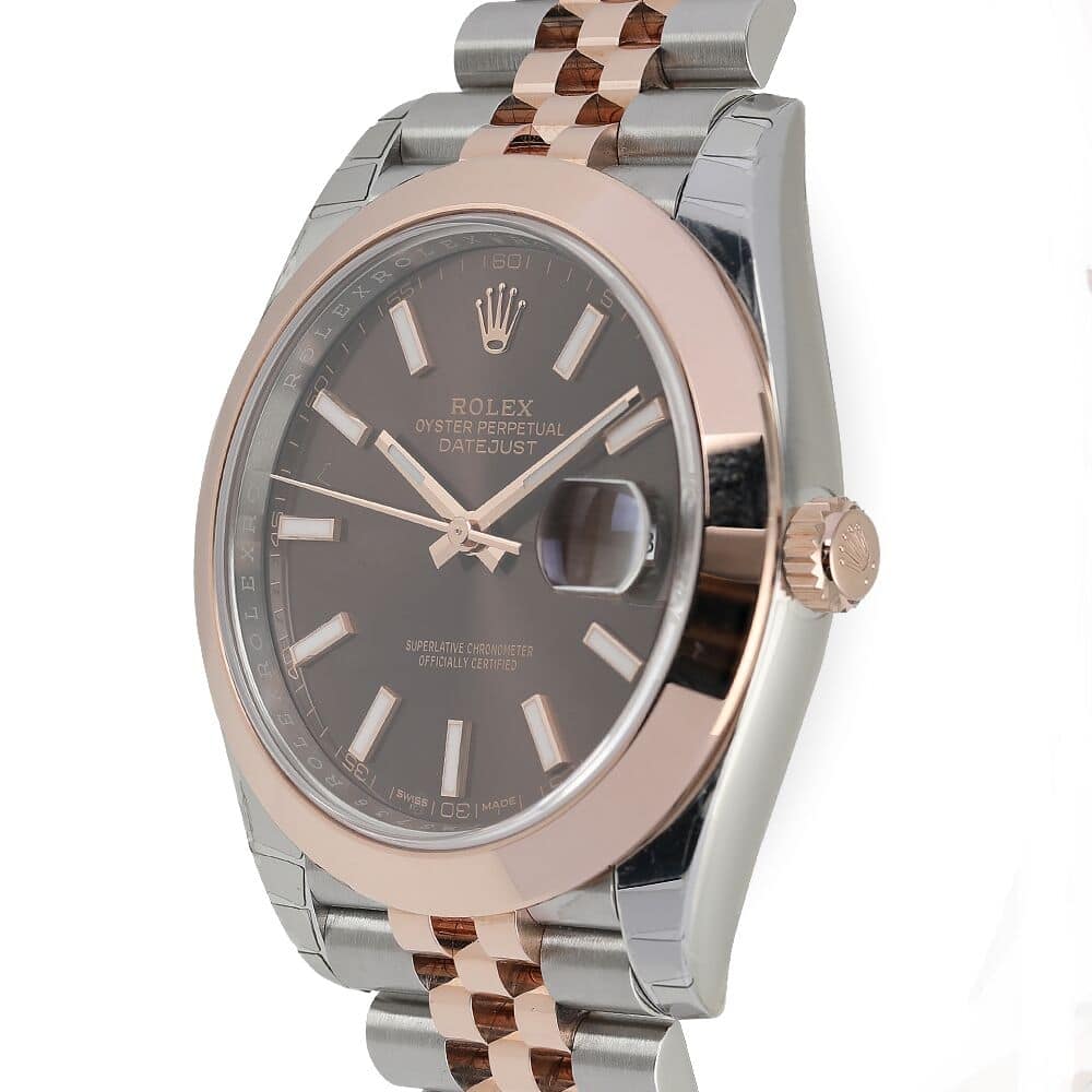 Rolex Datejust 41mm Steel & Rose Gold Watch Chocolate Dial 126301