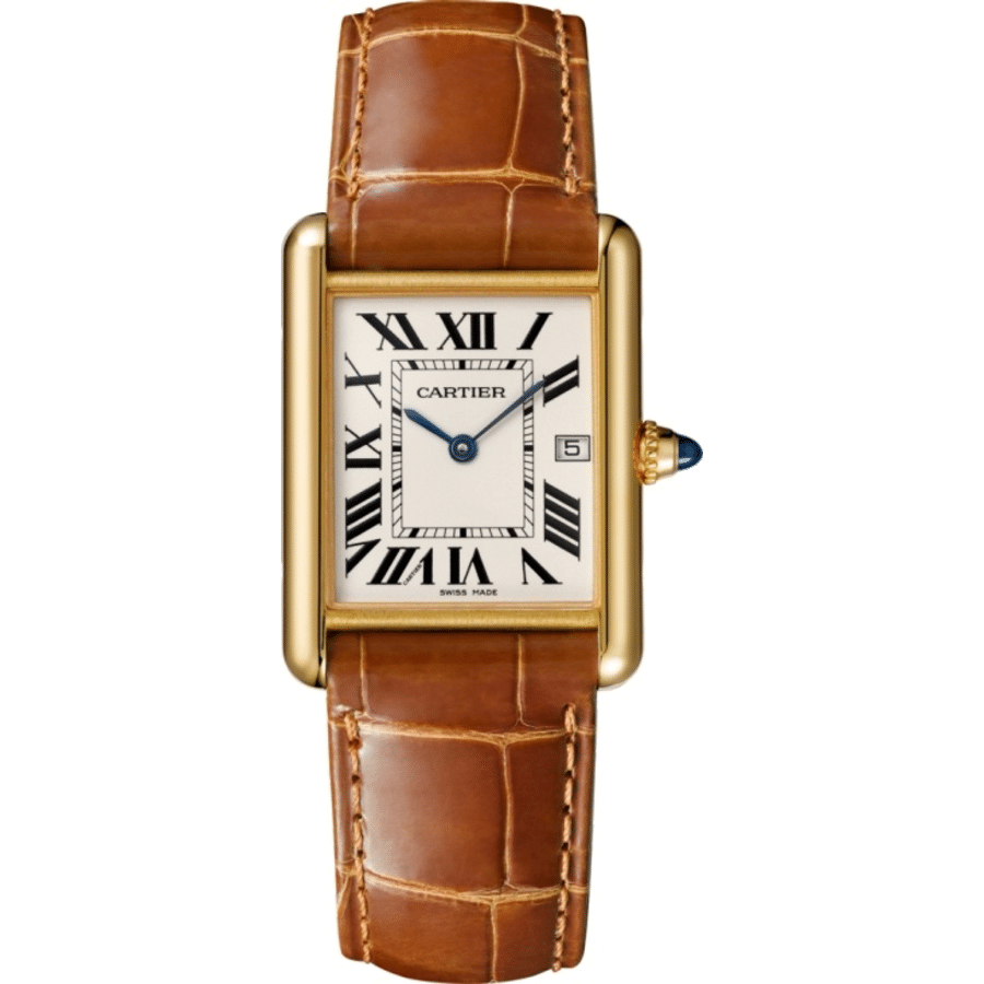 Cartier Tank Louis W1529756 Yellow Gold With Brown Leather Watch