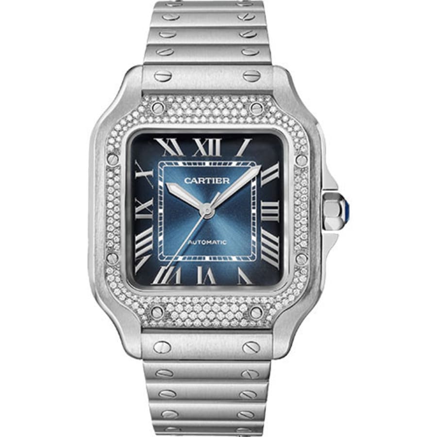 Cartier Santos Medium 35mm W4SA0006 Automatic Stainless Steel Watch Blue Roman Dial 2024