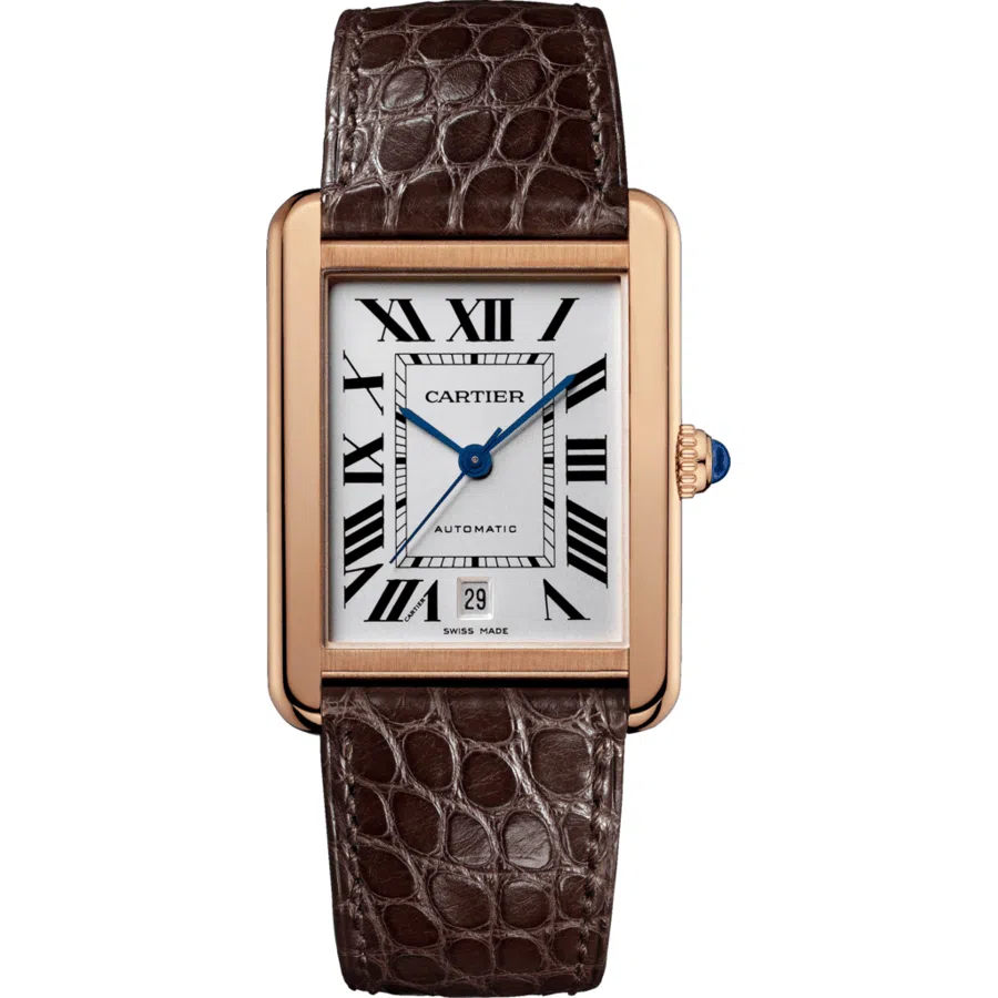 Cartier SS/RG Tank Solo with Alligator Leather W5200026 Watch 2024