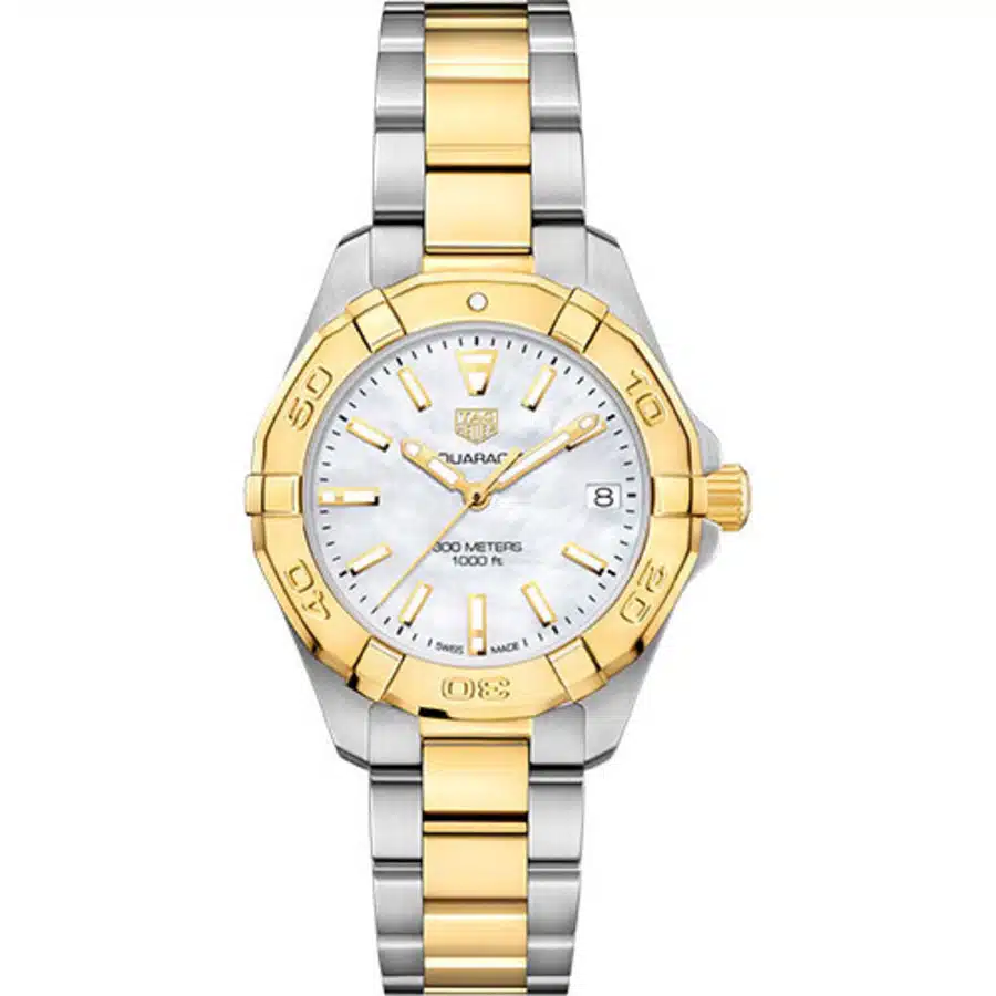 Tag Heuer WBD1320.BB0320 Aquaracer Quartz Watch 32 mm Steel Case White Dial Plated Bracelet Watch 2024
