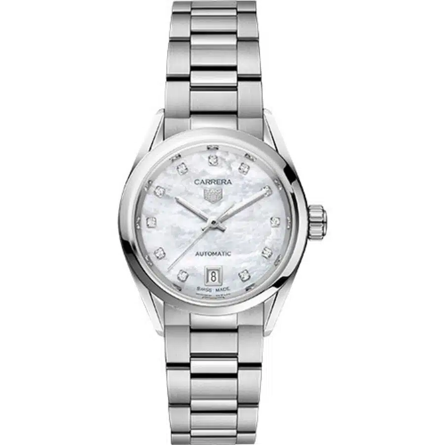 Tag Heuer Carrera WBN2412.BA0621 29mm Stainless Steel With Diamond Set Bezel White MOP Diamond Dial