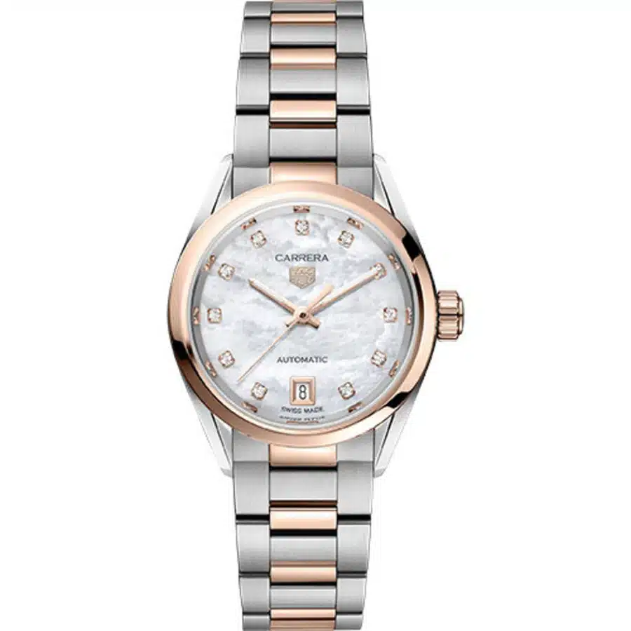 Tag Heuer Carrera WBN2450.BD0569 29mm Stainless Steel & Rose Gold Watch MOP Diamond Dial 2024