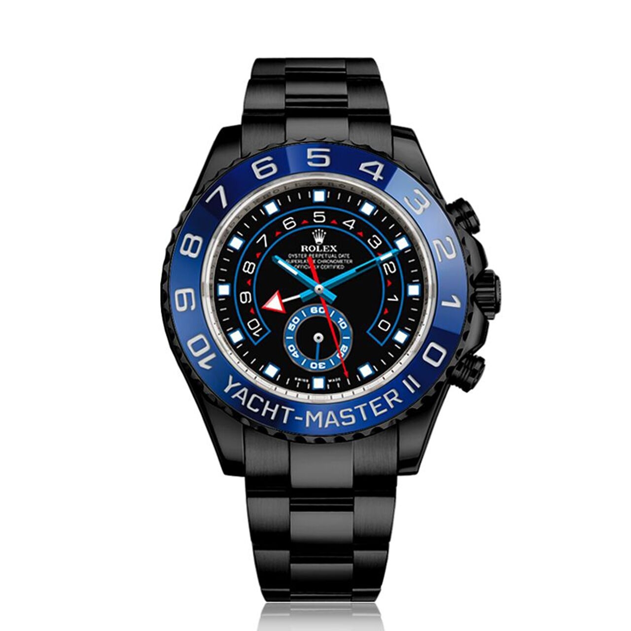 Rolex Yacht-Master II Custom Black Dial PVD/DLC Coated Stainless Steel Watch 116680