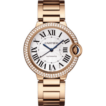 Cartier Ballon Bleu Midsize 36mm WE9005Z3 Rose Gold Watch Silver Dial