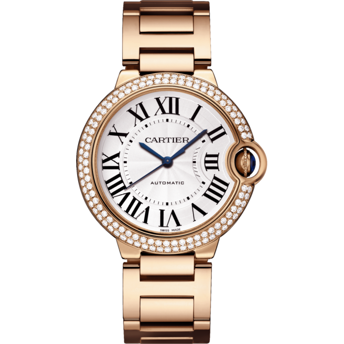 Cartier Ballon Bleu Midsize 36mm WE9005Z3 Rose Gold Watch Silver Dial