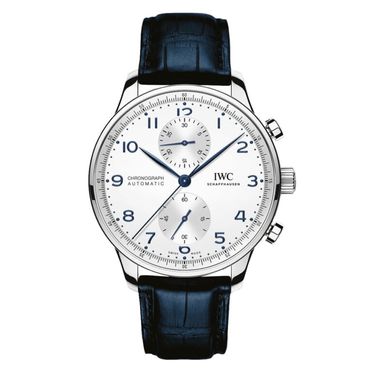 IWC Portuguese Chronograph IW371605 Stainless Steel with Blue Leather Watch