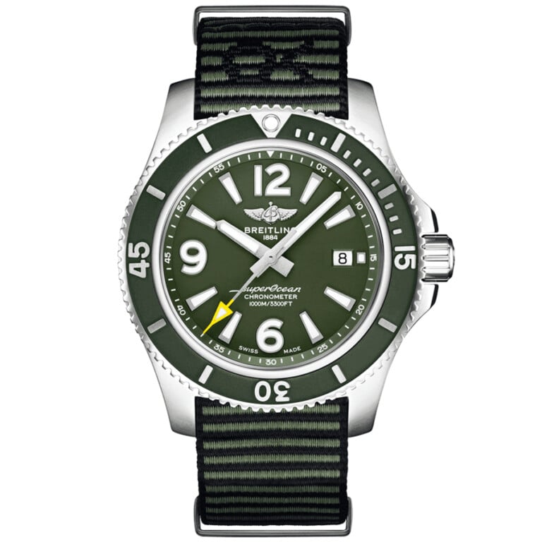 Breitling Superocean Automatic 44 A17367A11L1W1 Stainless Steel with Green Nylon NATO Watch