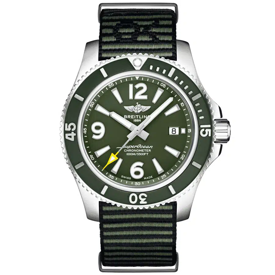 Breitling Superocean Automatic 44 A17367A11L1W1 Stainless Steel with Green Nylon NATO Watch