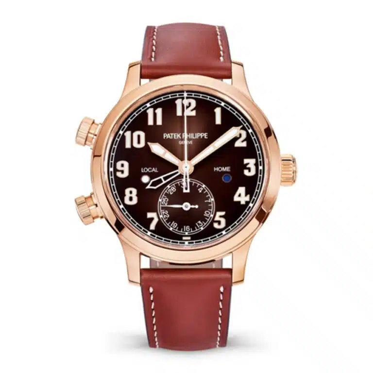 Patek Philippe Travel Time 7234R-001 Rose Gold with Brown Calf Skin Leather Watch