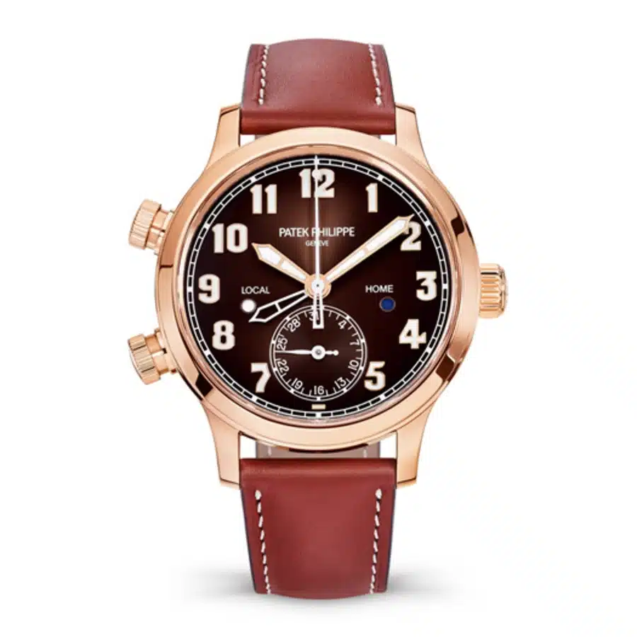 Patek Philippe Travel Time 7234R-001 Rose Gold with Brown Calf Skin Leather Watch 2024