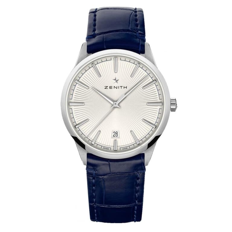 Zenith Elite Classic 03.3100.670/01.C922 Stainless Steel With Blue Leather Watch Silver Dial