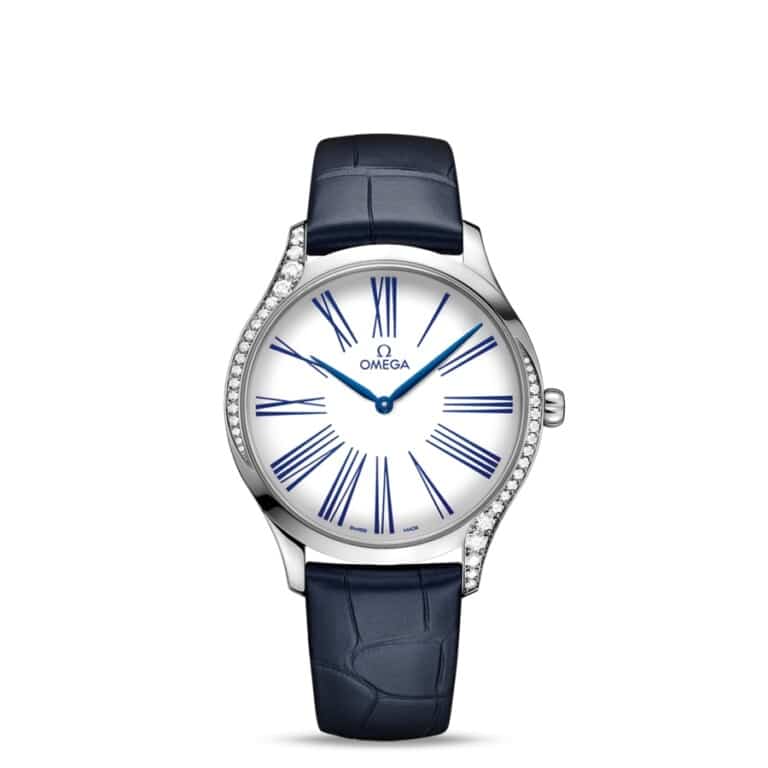 Omega De Ville Trésor 428.18.39.60.04.001 Stainless Steel With Blue Alligator Leather Watch