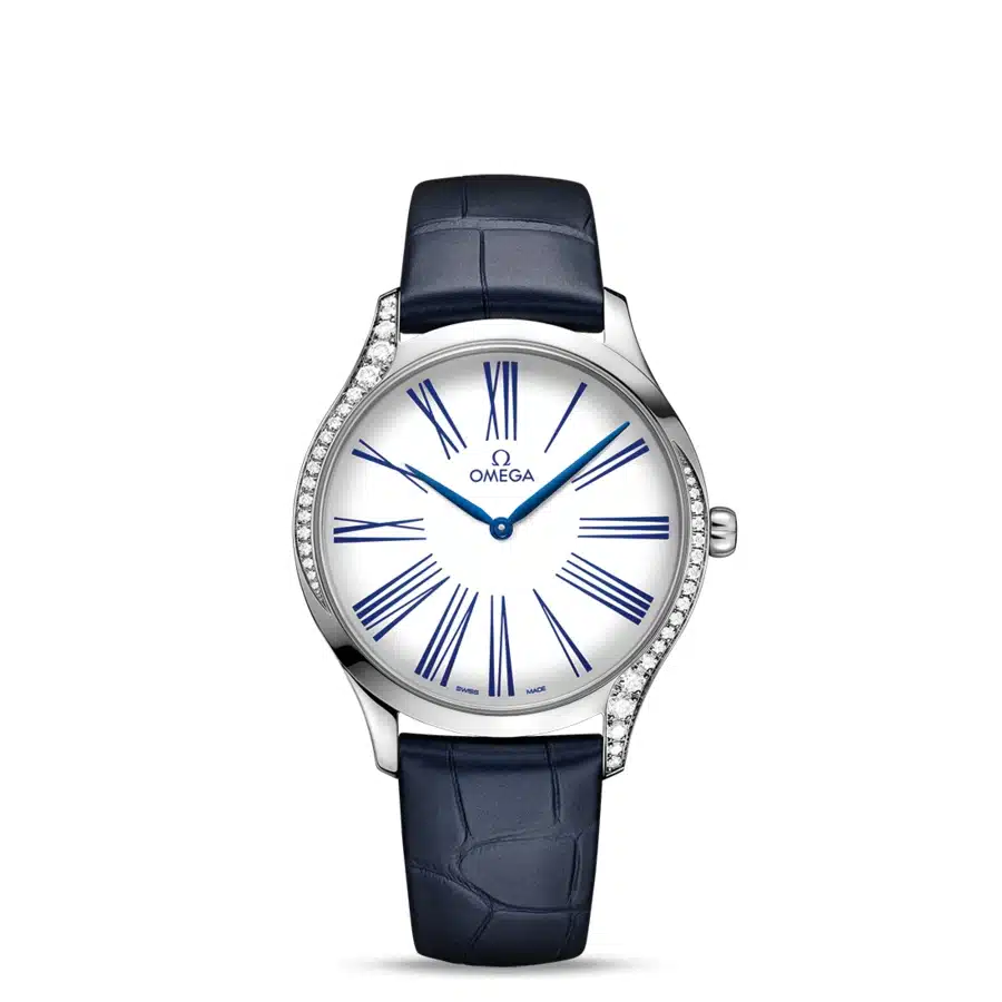 Omega De Ville Trésor 428.18.39.60.04.001 Stainless Steel With Blue Alligator Leather Watch