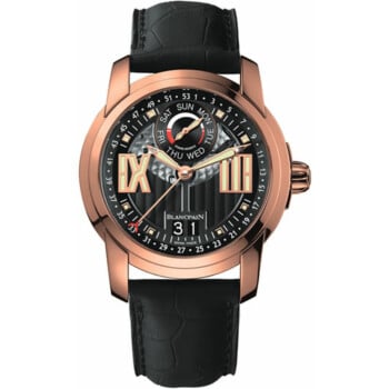 Blancpain L-Evolution Semainier Grande Date 8837-3630-53B Rose Gold With BLack Leather Watch Black Dial 2024