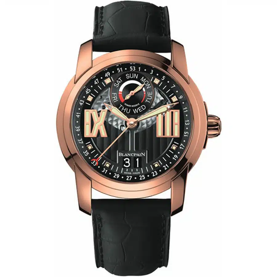 Blancpain L-Evolution Semainier Grande Date 8837-3630-53B Rose Gold With BLack Leather Watch Black Dial 2024