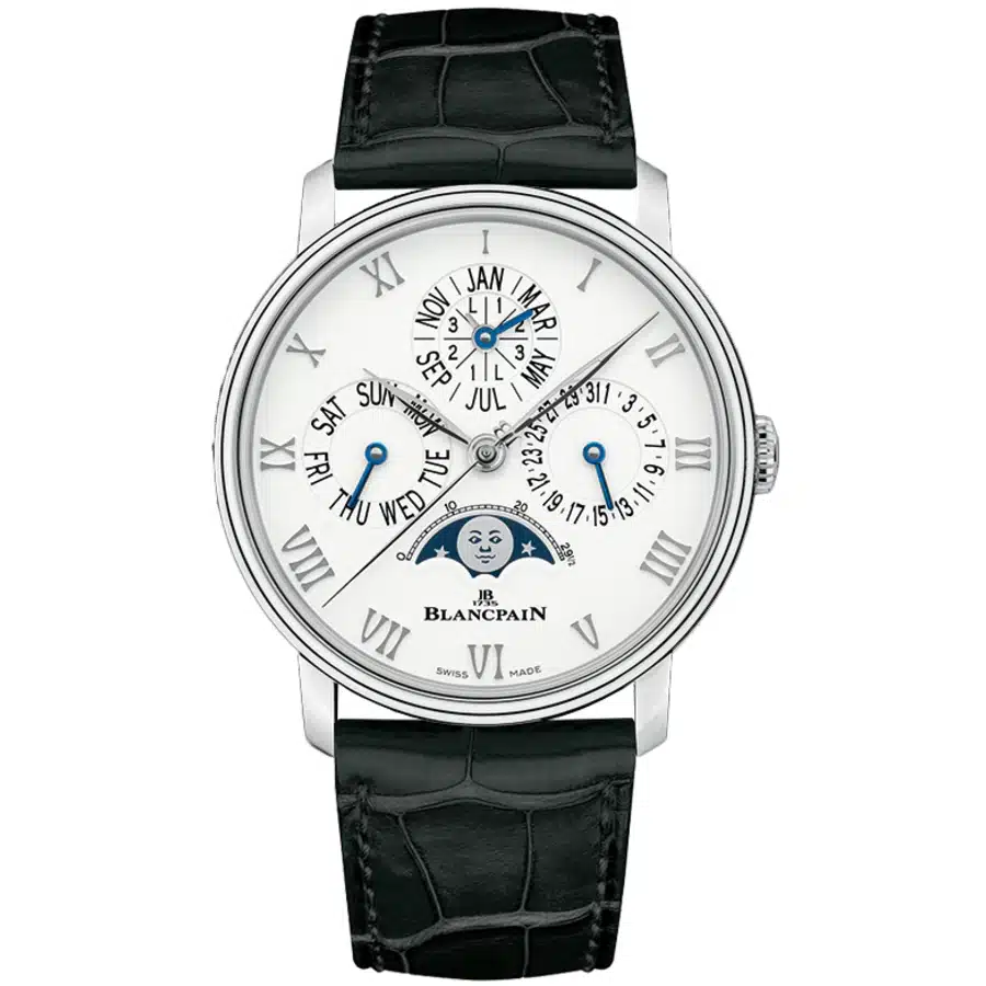 Blancpain Villeret Quantième 6656-1127-55B Stainless Steel with Black Crocodile Leather Strap
