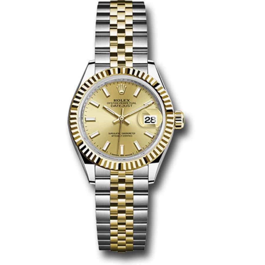 Rolex Lady-Datejust 28 Jubilee 279173 Stainless Steel & Yellow Gold Watch Champagne Index Dial