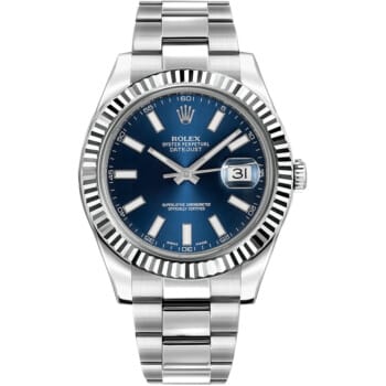 Rolex Datejust 41mm Oyster 116334 Stainless Steel Watch Blue Index Dial