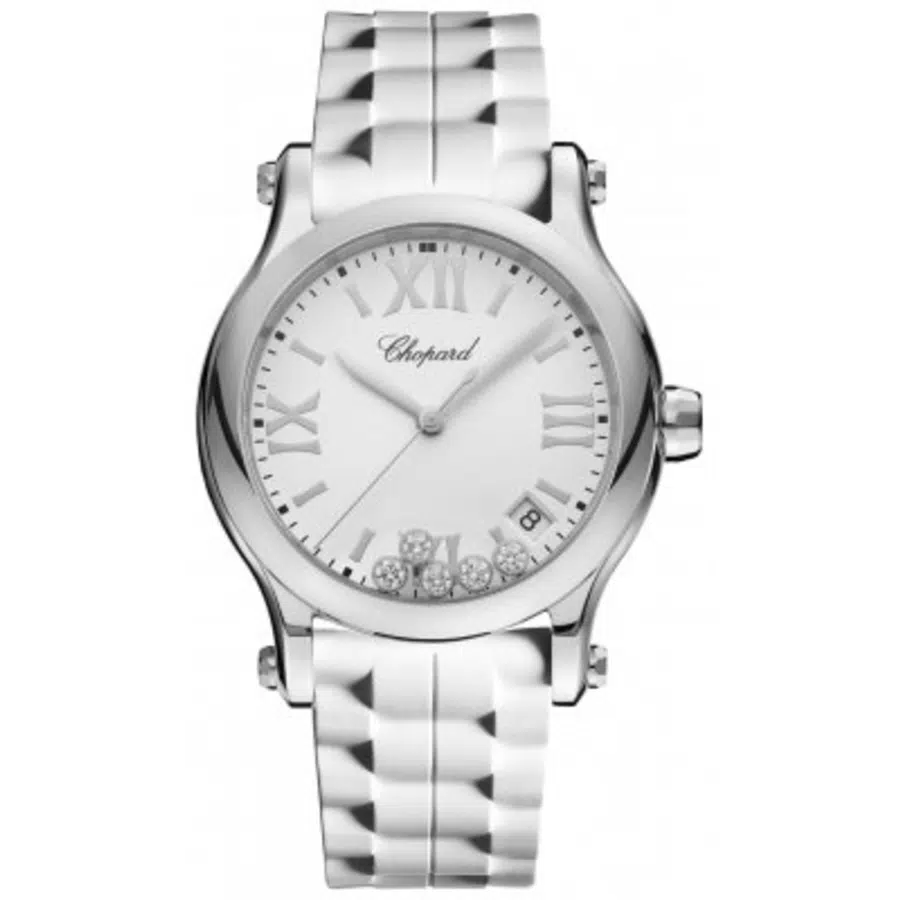 Chopard Happy Sport 278582-3001 Stainless Steel in White Rubber Strap and White Dial Watch 2024