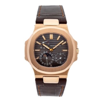 Patek Philippe Nautilus 5712R 18K Rose Gold With Brown Leather Watch