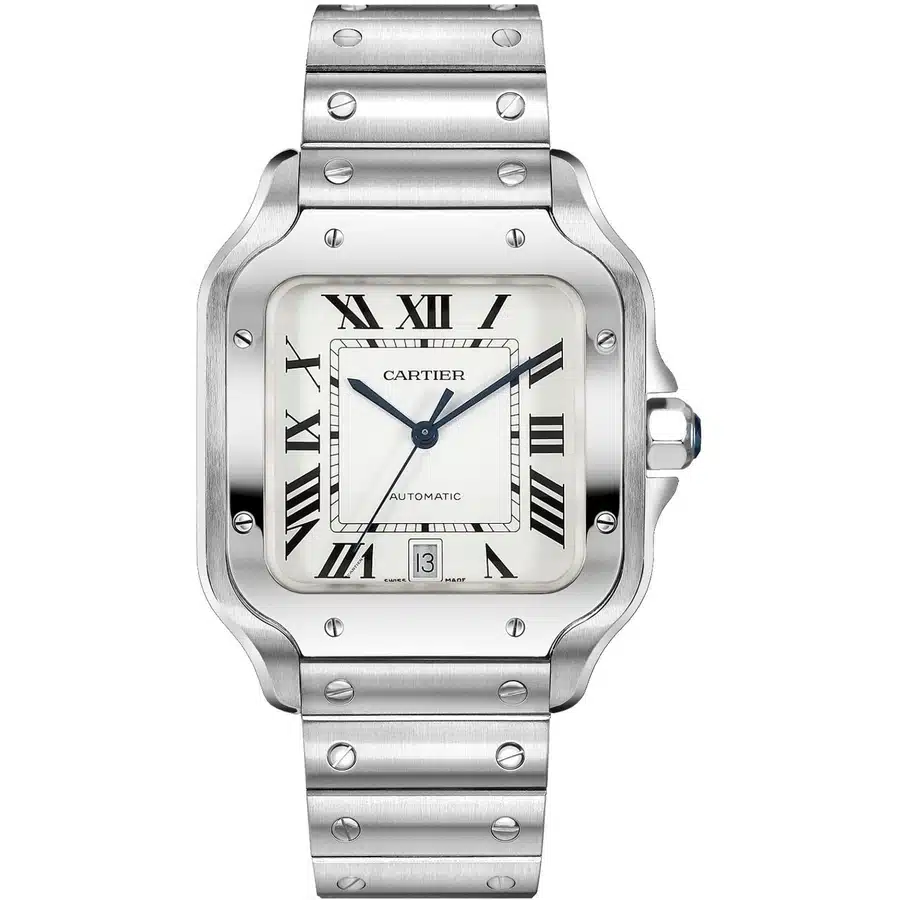 Cartier Santos Stainless Steel Watch Silver Roman Dial WSSA0018