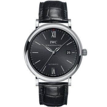 IWC Portofino Automatic Stainless Steel IW356502 Black Crocodile Leather Black Dial