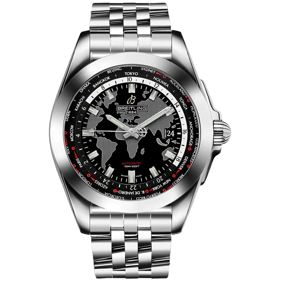 Breitling Galactic Unitime WB3510U4/BD94/375A Stainless Steel with Black Dial Watch
