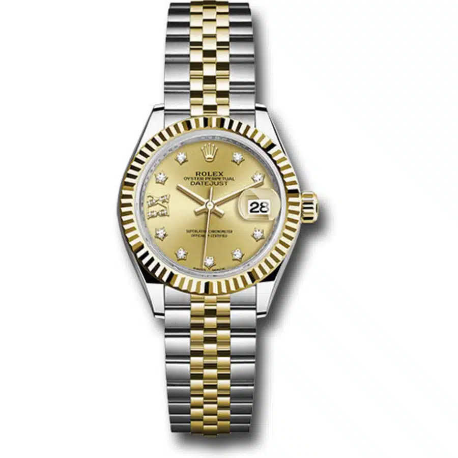 Rolex Lady-Datejust 28mm Jubilee 279173-0021 Stainless Steel & Yellow Gold Watch Champagne Star Diamond Dial