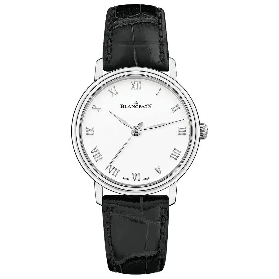 Blancpain Ladies Villeret Stainless Steel with Black Leather Watch 6104-1127-55A