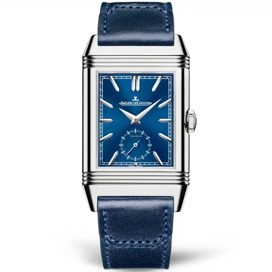 Jaeger-LeCoultre Reverso Duoface 3988482 Stainless Steel Blue Leather Watch 2024
