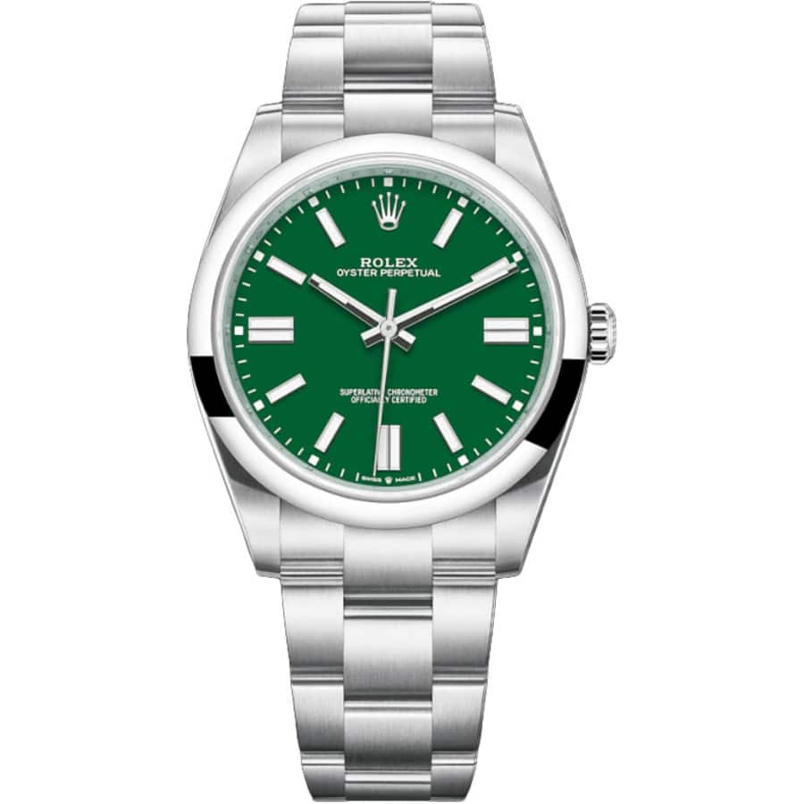 Rolex Oyster Perpetual 41mm 124300 Stainless Steel Watch Green Index Dial