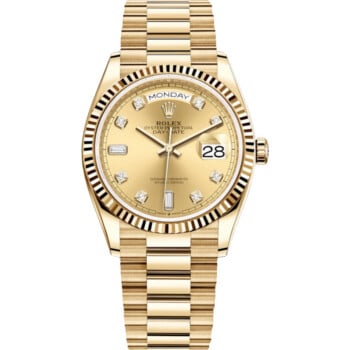 Rolex Day-Date 36mm 128238 Yellow Gold Watch Champagne Diamond Dial