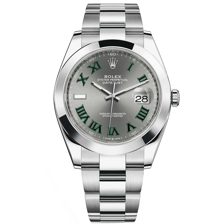images Rolex Datejust 36mm 126200 Stainless Steel Watch Grey Green Roman Dial