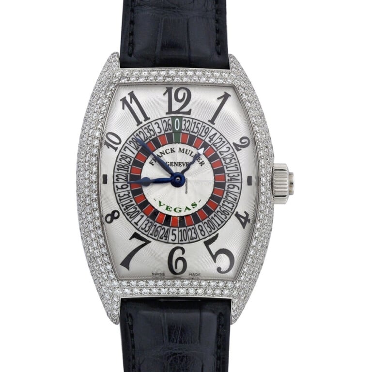 Franck Muller Casablanca Silver Dial 9880 Vegas D 7 White Gold with Black Leather Watch 2024