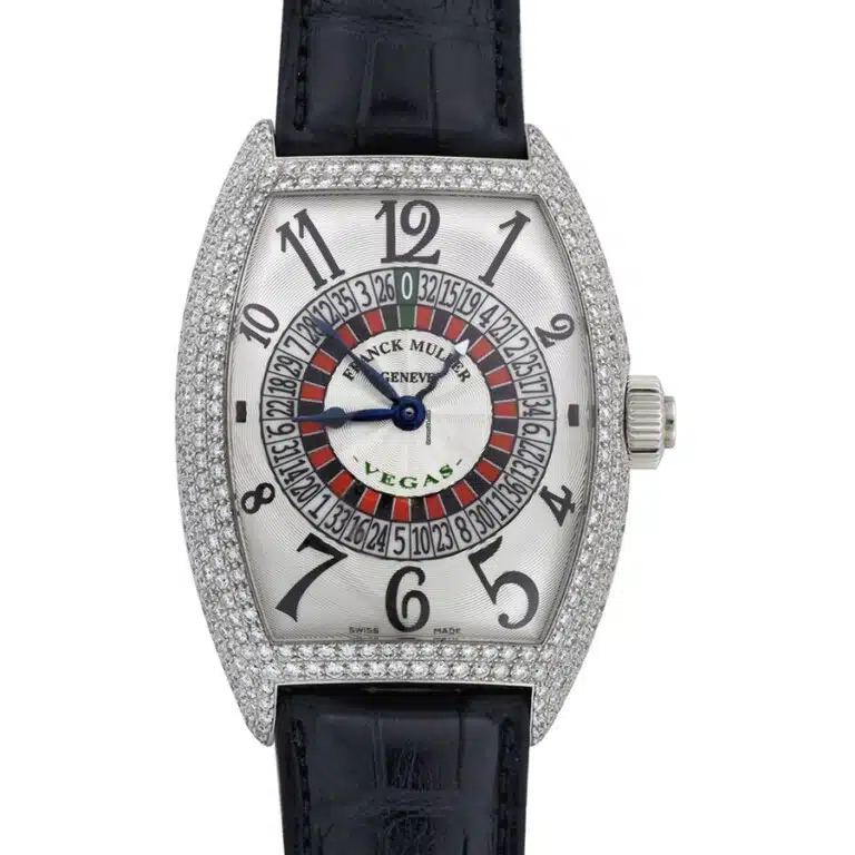 Franck Muller Casablanca Silver Dial 9880 Vegas D 7 White Gold with Black Leather Watch 2024