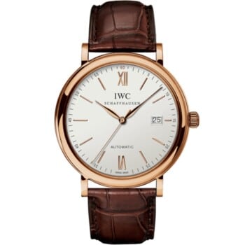 IWC Portofino Automatic IW356504 Rose Gold Brown Crocodile Leather Silver Dial Watch 2024