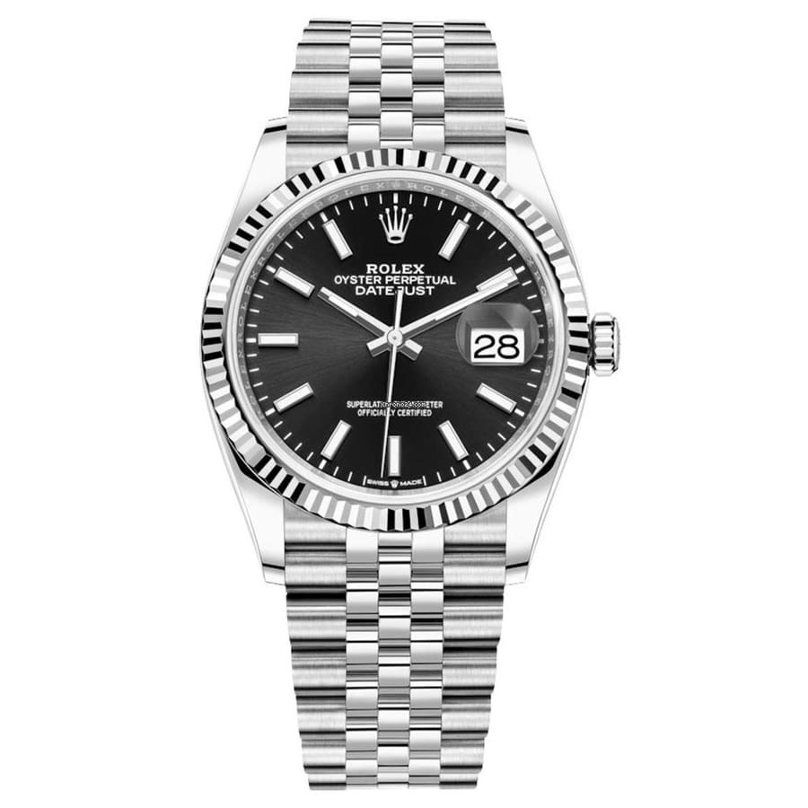 Rolex Datejust 126234 Stainless Steel and White Gold with Black Index Dial Watch