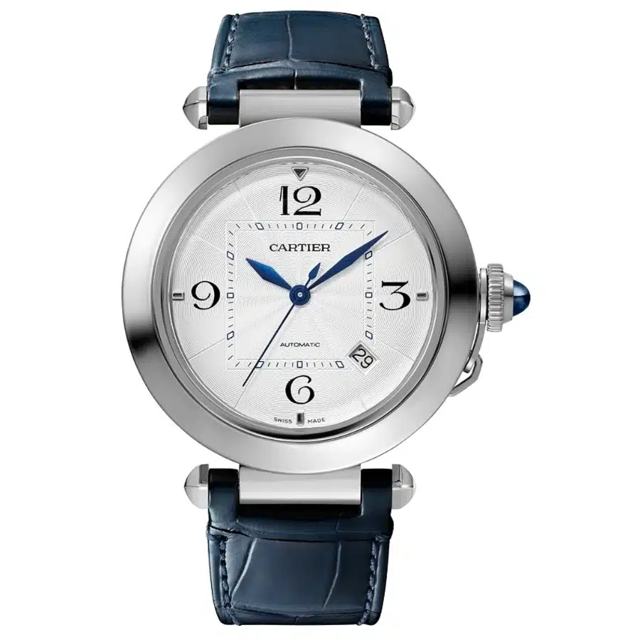 Cartier Pasha De Cartier Automatic Ladies Watch WSPA0012 Stainless Steel with Blue Leather Watch