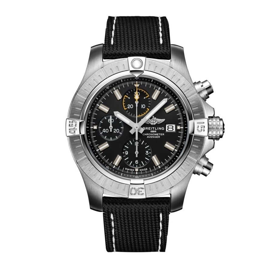 Breitling Avenger Chronograph A13317101B1X1 Stainless Steel With Black Leather Watch 2024