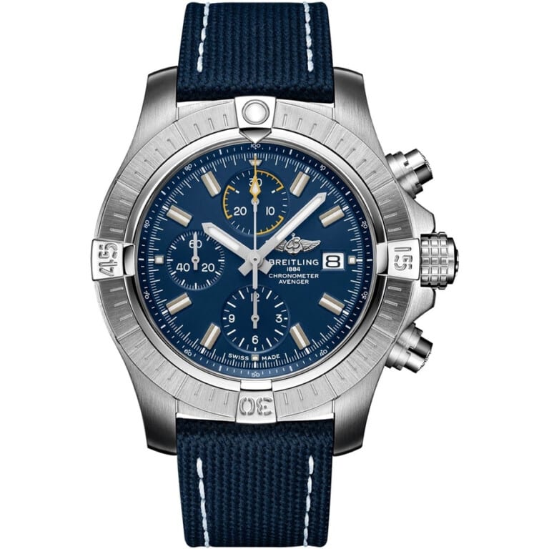 Breitling Avenger Chronograph Blue Dial A13317101C1X1 Stainless Steel With Blue Leather Watch 2024