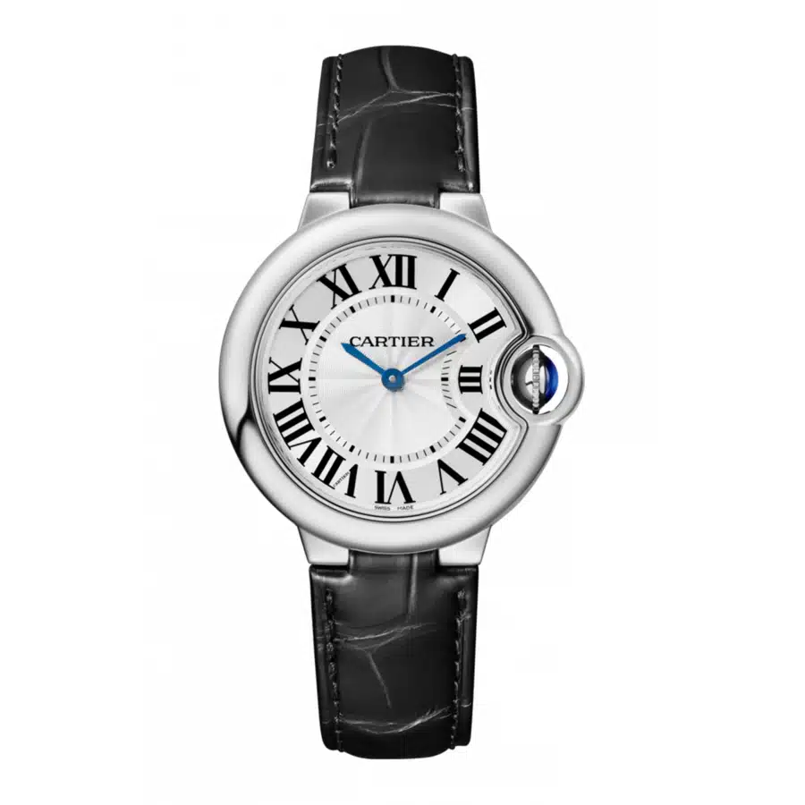 Cartier Ballon Bleu WSBB0034 Stainless Steel with Black Leather Watch