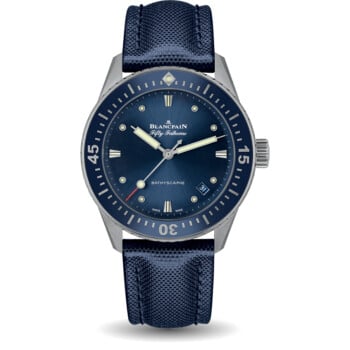 Blancpain Fifty Fathoms Bathyscaphe 38mm 5100-1140-O52A Stainless Steel with Blue Fabric Watch
