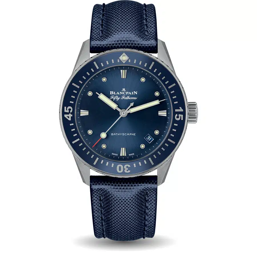 Blancpain Fifty Fathoms Bathyscaphe 38mm 5100-1140-O52A Stainless Steel with Blue Fabric Watch